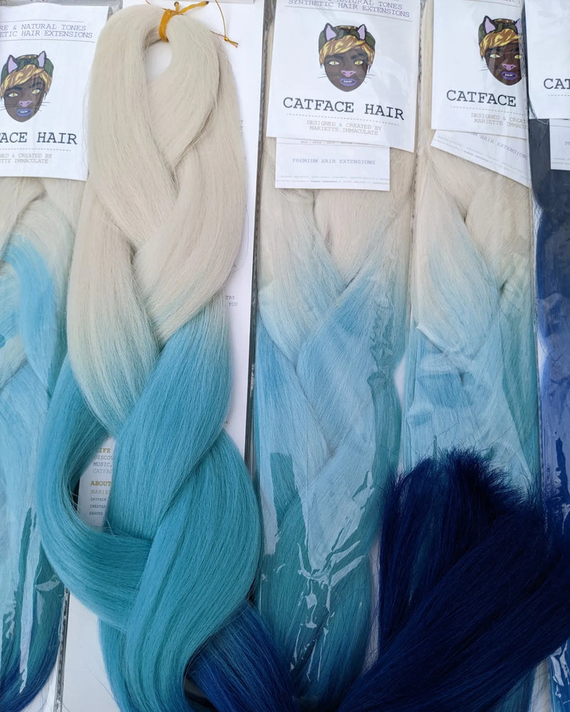 CATFACE HAIR BLONDE & SEA BLUES THREE TONE OMBRE JUMBO BRAIDING HAIR
