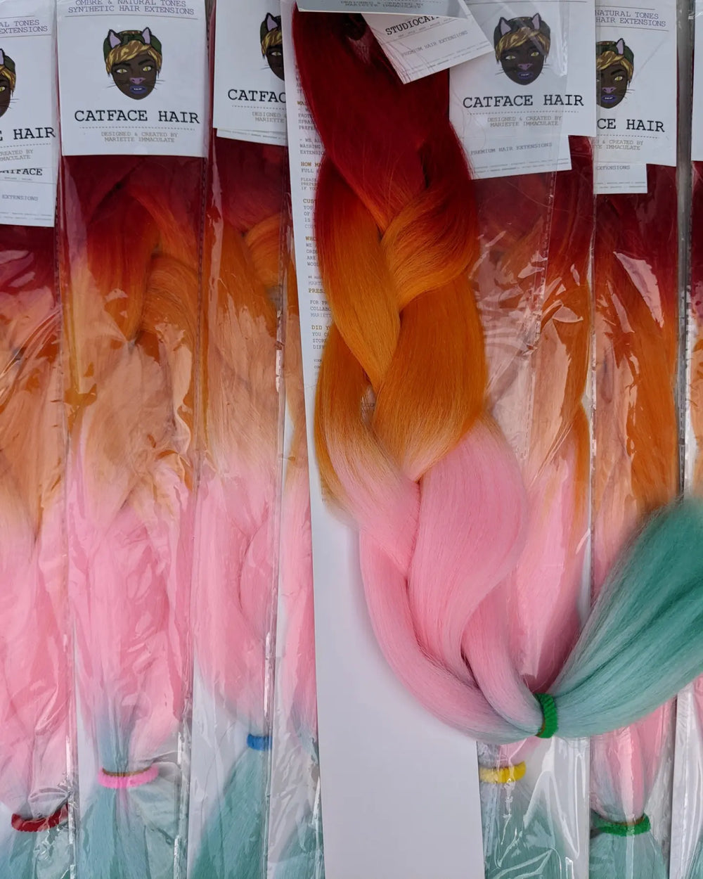 CATFACE HAIR CORAL RAINBOW OMBRE JUMBO BRAIDING HAIR Catface Hair