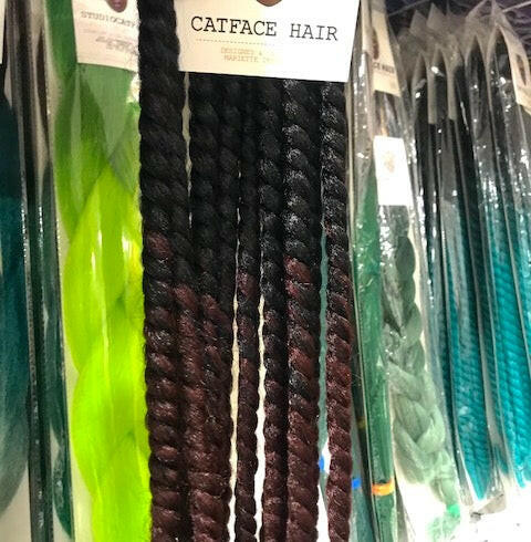BLACK BROWN OMBRE MEDIUM ROPETWISTS CROCHET BRAIDS 24 INCHES CATFACE HAIR.