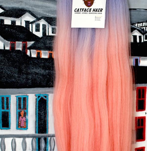 CATFACE HAIR POWDER PINK BLUES OMBRE BRAIDING HAIR - 30 INCHES