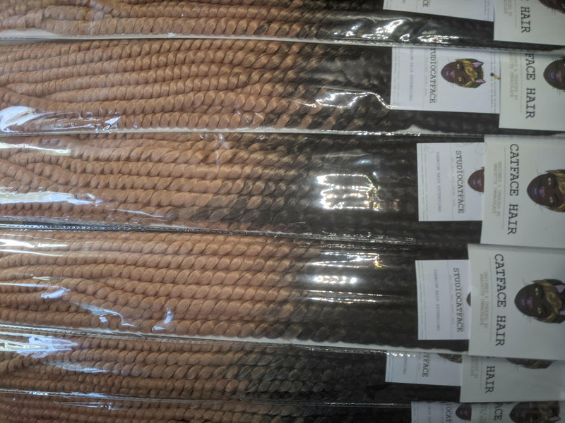 BROWN PEACH OMBRE MEDIUM ROPETWISTS CROCHET BRAIDS 24 INCHES CATFACE HAIR.