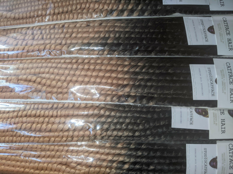BROWN PEACH OMBRE MEDIUM ROPETWISTS CROCHET BRAIDS 24 INCHES CATFACE HAIR.