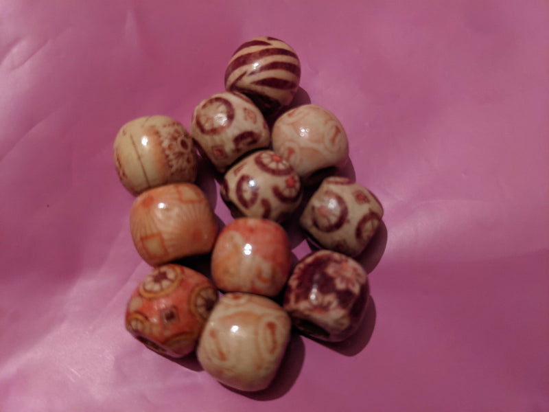 STUDIO CATFACE HAIR CHARMS DREAD LOC BEADS - WOODEN FLORALS.