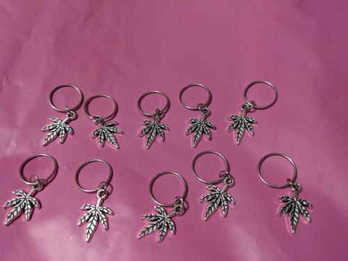 Catface Silver HI-LIFE LEAF Hair Charms Dread Loc Beads