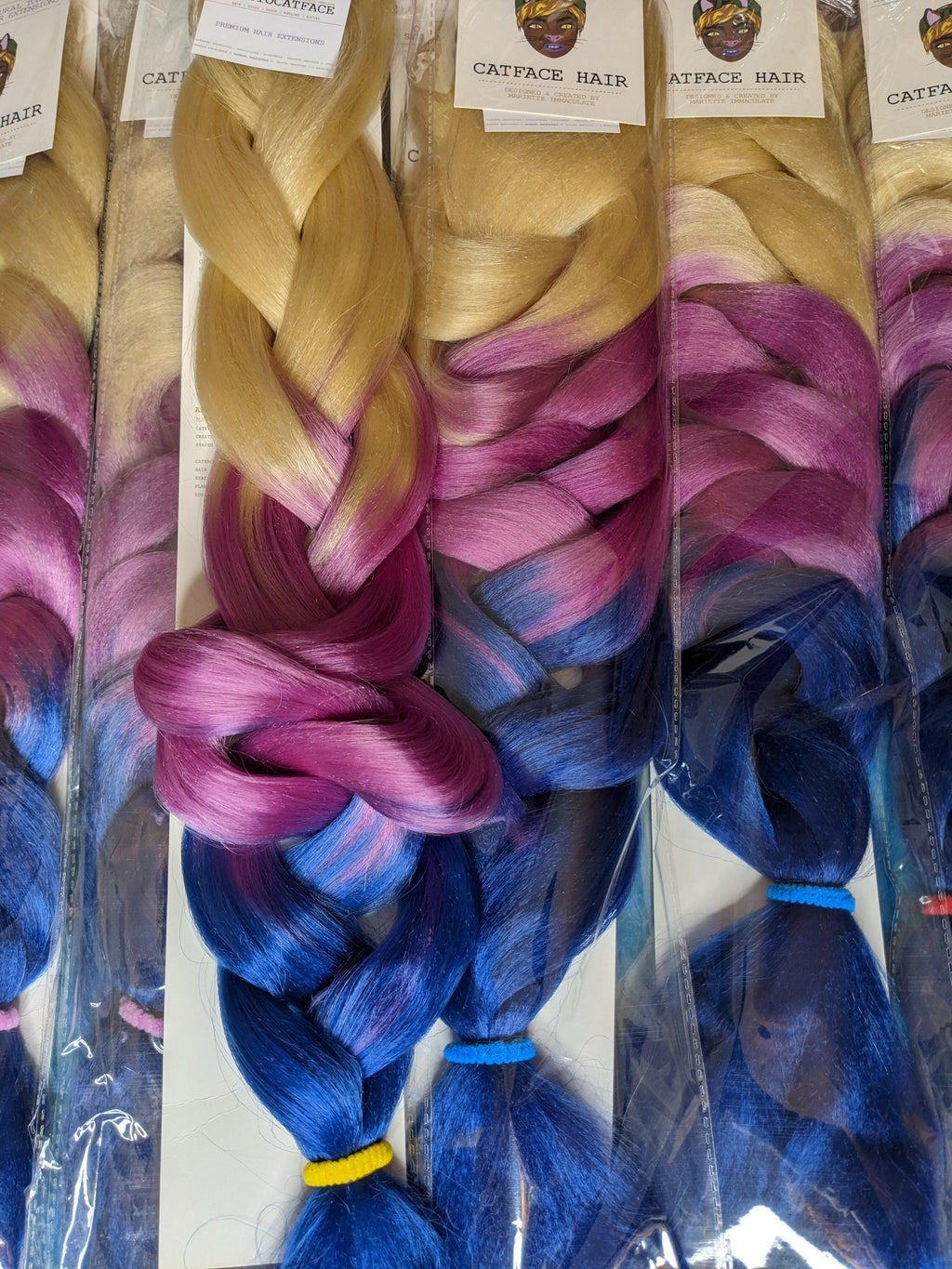 BLONDE & LAVENDER IVY OMBRE  - THREE TONE OMBRE 34 INCHES 165g CATFACE HAIR.