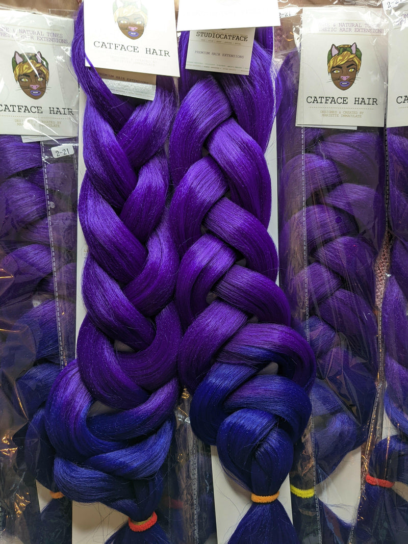 CATFACE MIDNIGHT PURPLE AND DEEPEST BLUE - TWO OMBRE 30+ INCHES JUMBO BRAIDING HAIR
