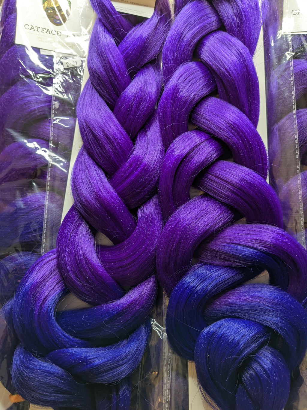 CATFACE MIDNIGHT PURPLE AND DEEPEST BLUE - TWO OMBRE 30+ INCHES JUMBO BRAIDING HAIR