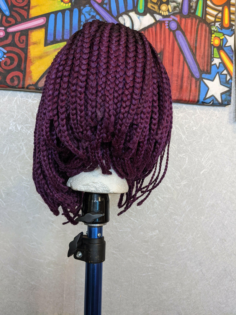 BLACK CHERRY OMBRE BRAIDED BOB LACE FRONT WIG