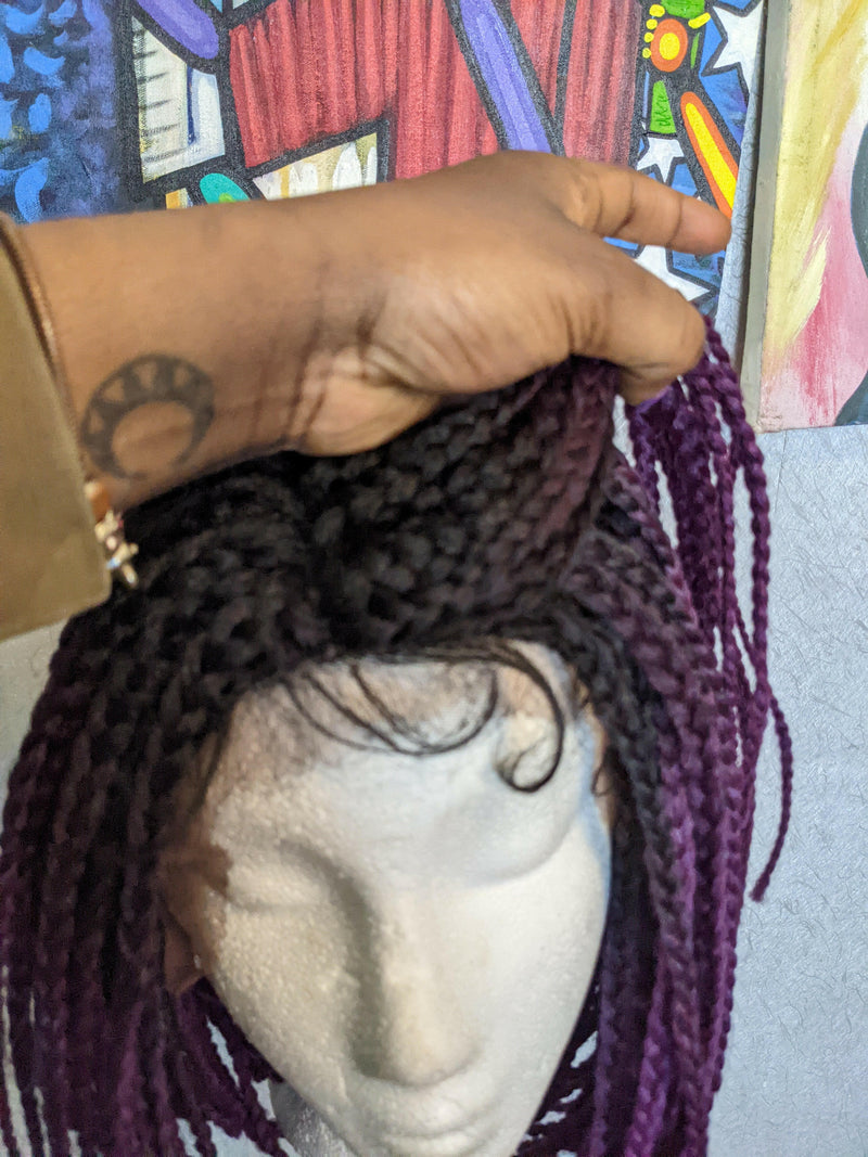 BLACK CHERRY OMBRE BRAIDED BOB LACE FRONT WIG