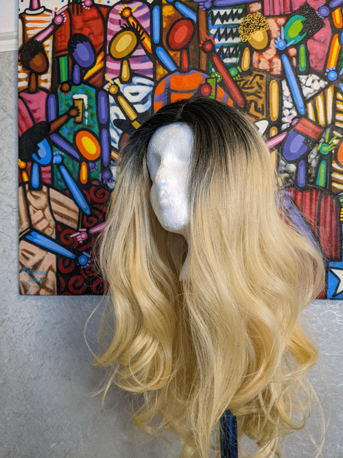Black Blonde Ombre Soft Wave Synthetic Wig