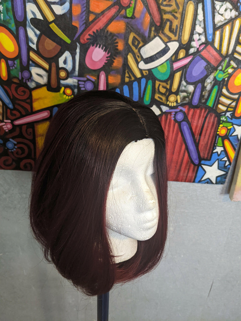 Black Burgundy Ombre Straight Bob Synthetic Wig