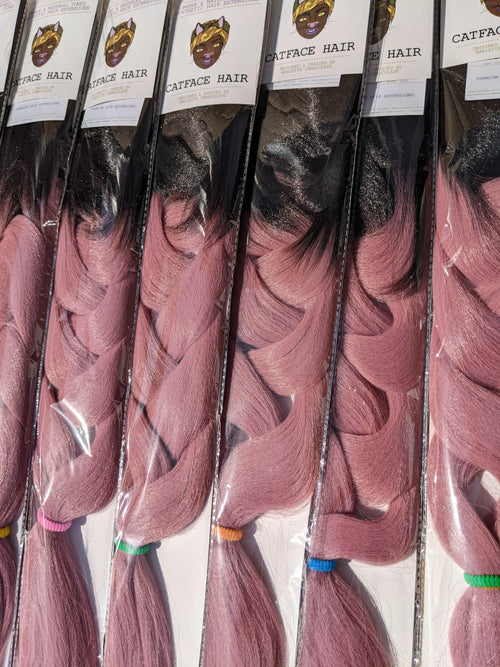 CATFACE HAIR DARK BROWN PASTEL PINK OMBRE JUMBO BRAIDING HAIR - 30 INCHES