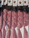 CATFACE HAIR DARK BROWN PASTEL PINK OMBRE JUMBO BRAIDING HAIR - 30 INCHES.