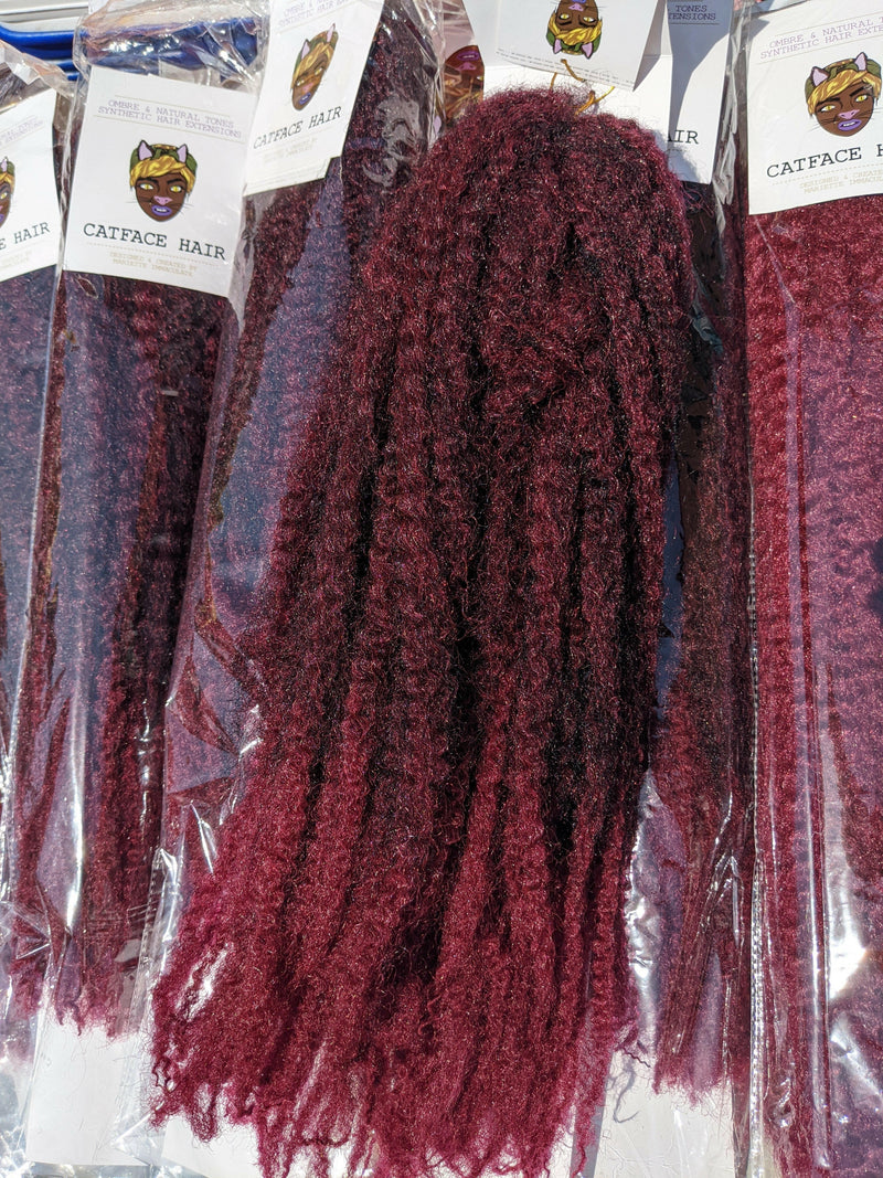 CATFACE MARLEY BRAID HAIR - BROWN AND BURGUNDY OMBRE | CROCHET BRAIDS | FAUX LOCS