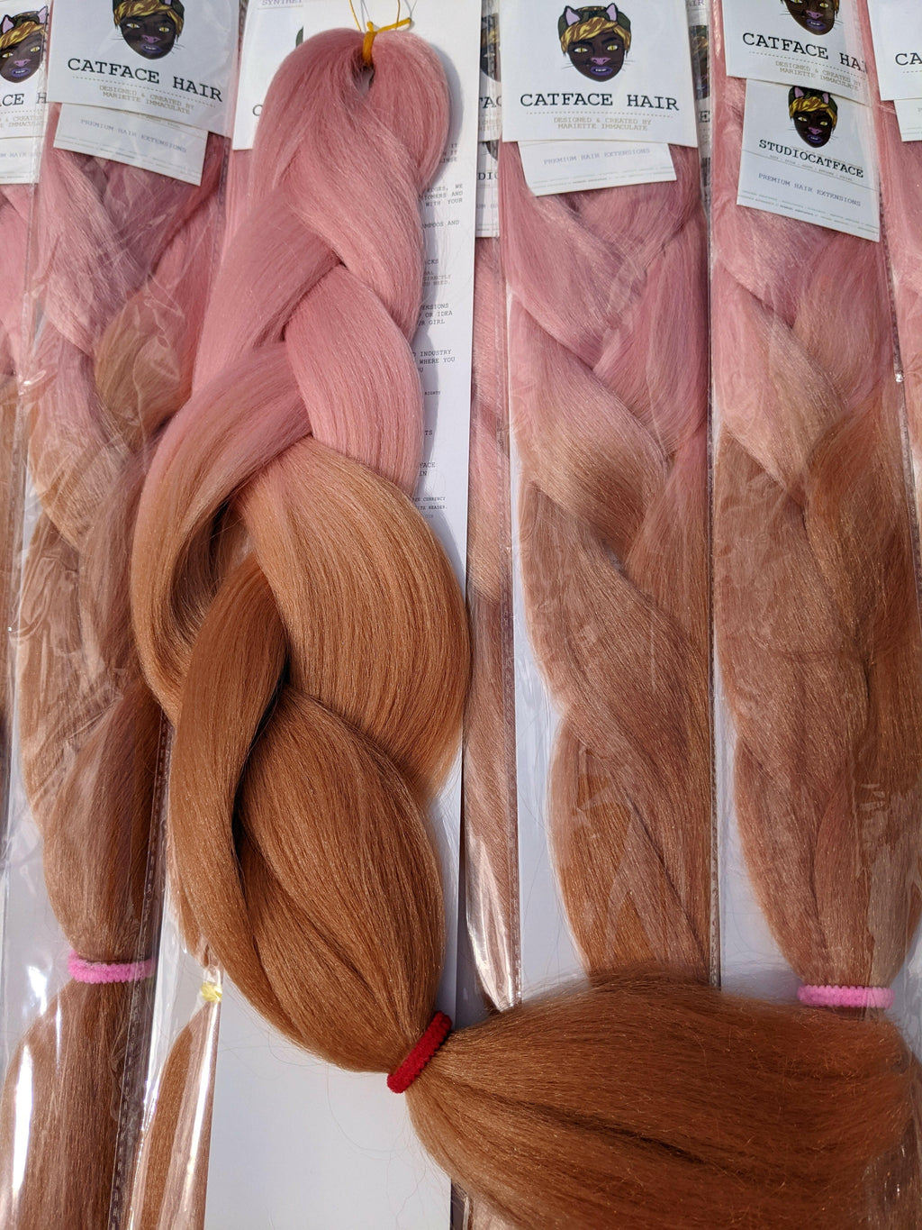 CATFACE HAIR PINK ROSE GOLD OMBRE JUMBO BRAIDING HAIR -- 24 INCHES.