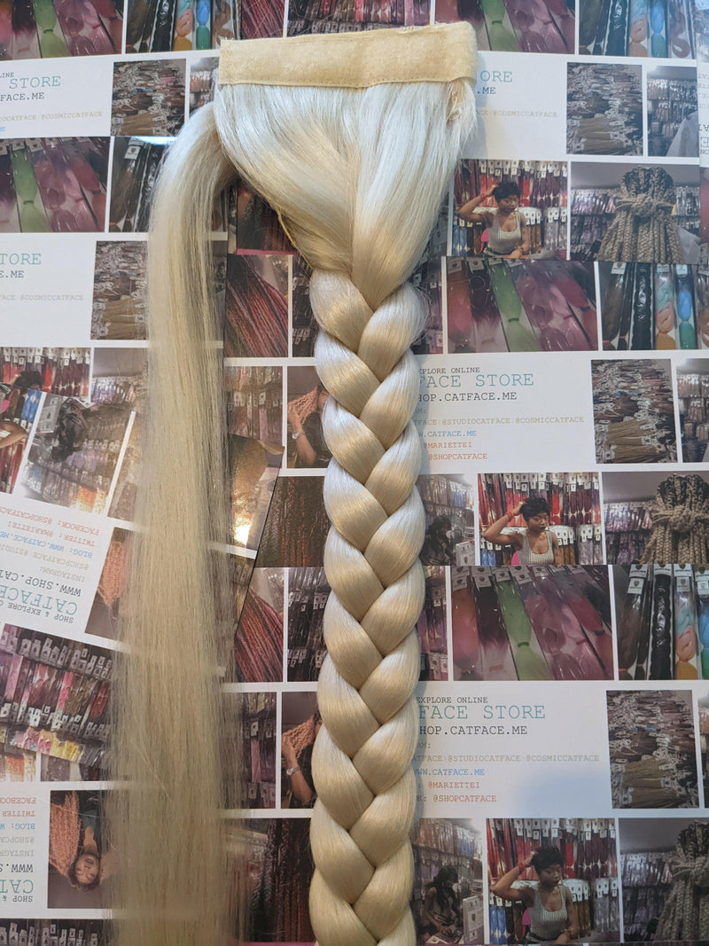 CHAMPAGNE BLONDE ONE TONE BRAIDED PONYTAIL 30 INCHES
