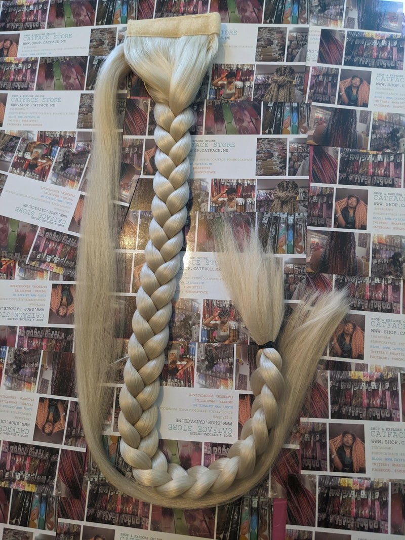 CHAMPAGNE BLONDE ONE TONE BRAIDED PONYTAIL 30 INCHES