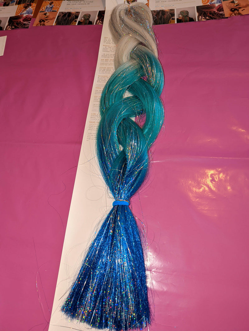 TINSEL BLONDE & SEA BLUES - THREE TONE OMBRE JUMBO BRAIDING HAIR