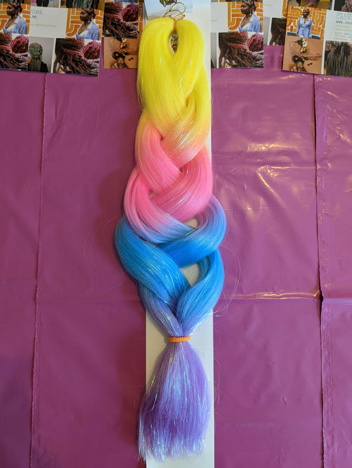 CORAL BLUES CANDY & TINSEL FOUR TONE JUMBO OMBRE BRAIDING HAIR