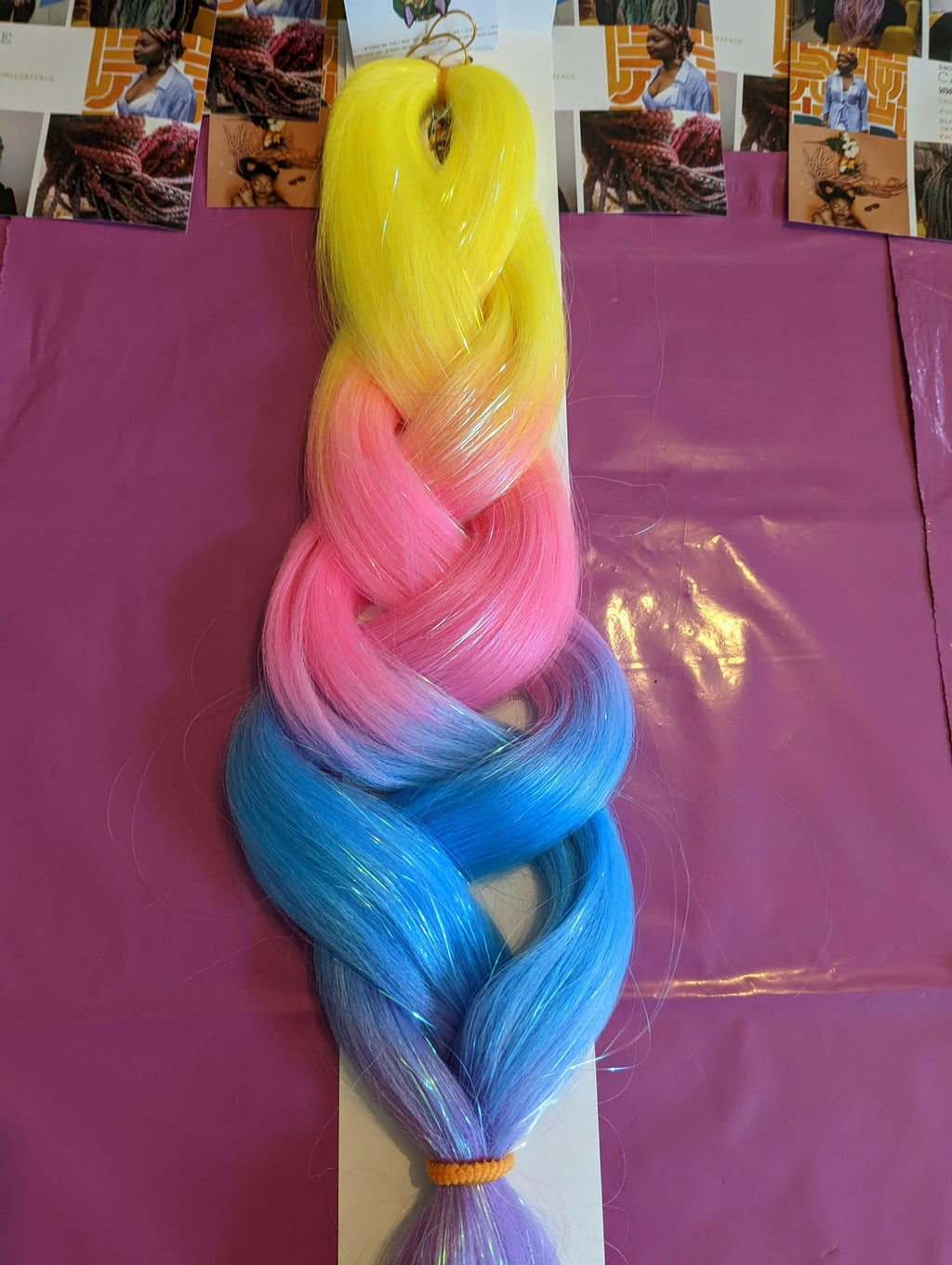 CORAL BLUES CANDY & TINSEL FOUR TONE JUMBO OMBRE BRAIDING HAIR.