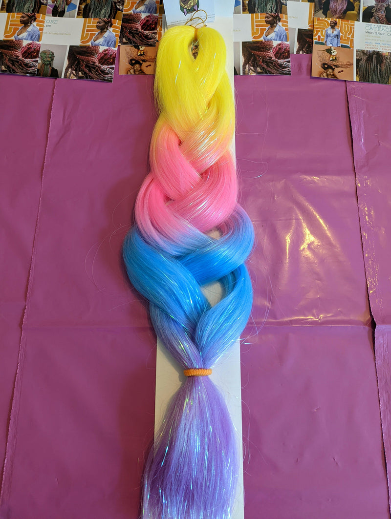 CORAL BLUES CANDY & TINSEL FOUR TONE JUMBO OMBRE BRAIDING HAIR