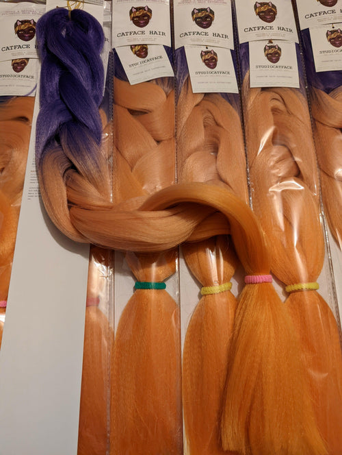 MIDNIGHT PURPLE & PEACH - THREE TONE BRAIDING HAIR 30+ INCHES