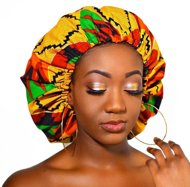 African Style Satin Ankara Bonnet -  LARGE - LOLO