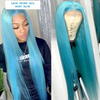 CATFACE HAIR HUMAN HAIR BRAZILLIAN LACE FRONT MINT BLUE STRAIGHT SWISS LACE FRONT WIG GRADE 10 A VIRGIN HAIR.