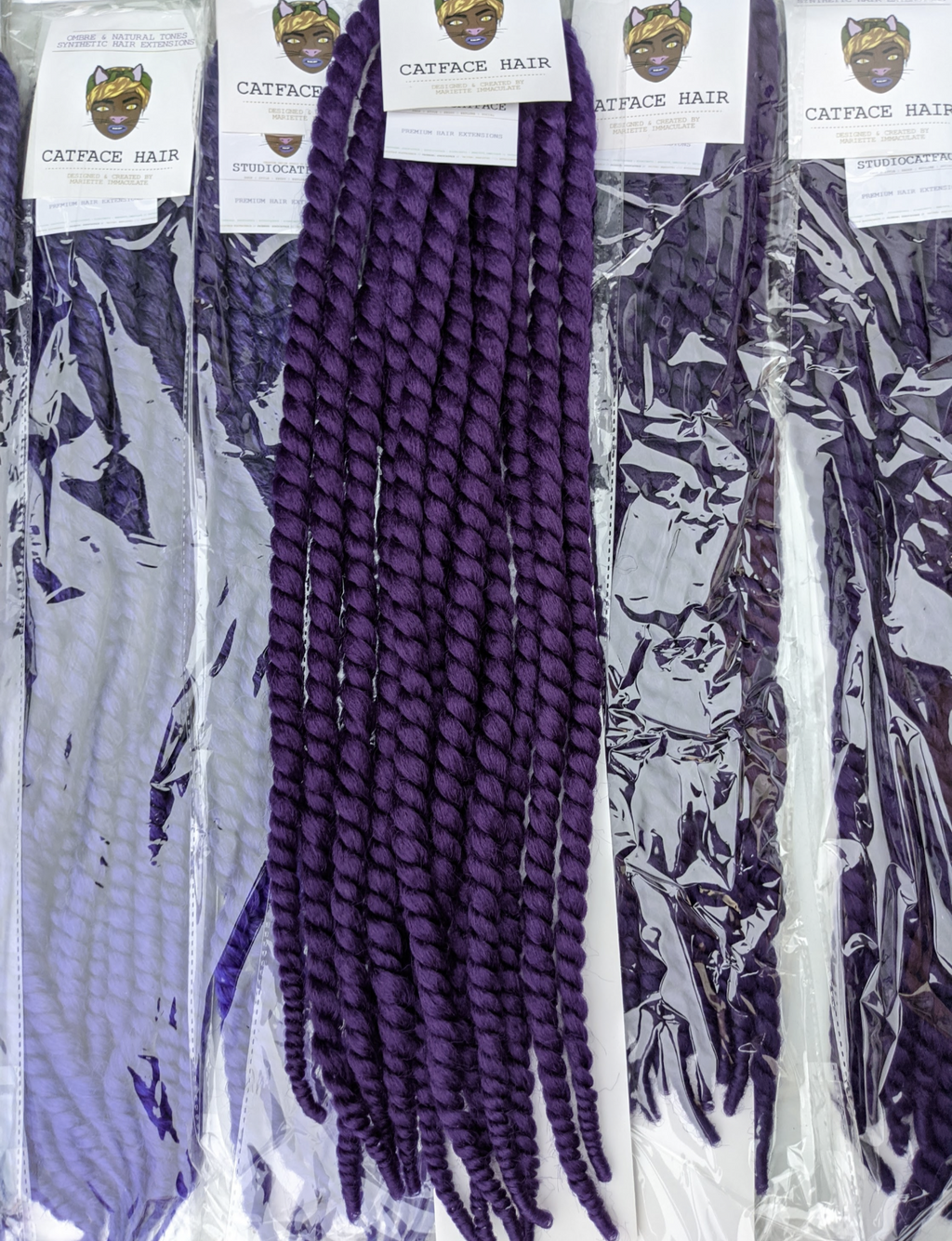 MIDNIGHT PURPLE LARGE ROPETWISTS CROCHET BRAID 24 INCHES CATFACE HAIR