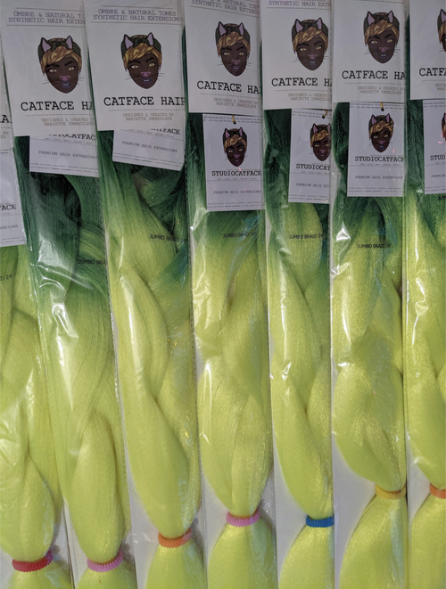 LIME GREEN & LEMON FIZZ OMBRE JUMBO BRAIDING HAIR EXTENSIONS